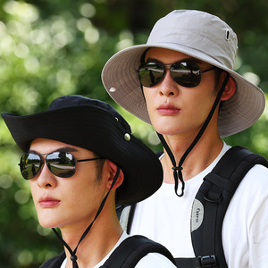 Chapeau Bob Homme d'Extérieur Réglable Anti-UV Respirant en Toile pour l'Été, Randonnée, Pêche, Style Décontracté - Product Image 1