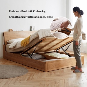 <strong>Solid</strong> Oak <strong>Wood</strong> Contemporary Double <strong>Bed</strong> Frame Modern Minimalist Nordic Design with Multifunctional Storage <strong>Box</strong> - Product Image 3