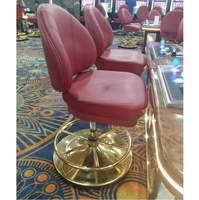 Chaise de bar haute en cuir de luxe moderne avec base en métal pivotante réglable or pour la maison hôtel salle à manger école comptoir tabouret de bar
