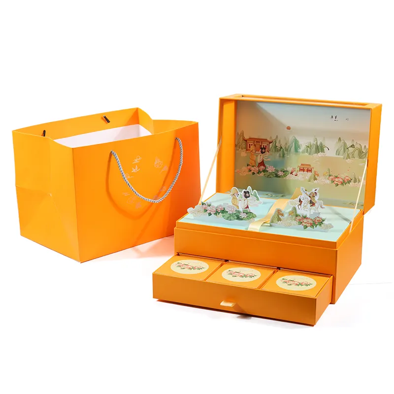 2022 Yellow Cube Bridal Caja De Regalo Romantic Sublimation Extra Huge Large Gift Christmas Food Luxury Candy Box Moon Cake Box