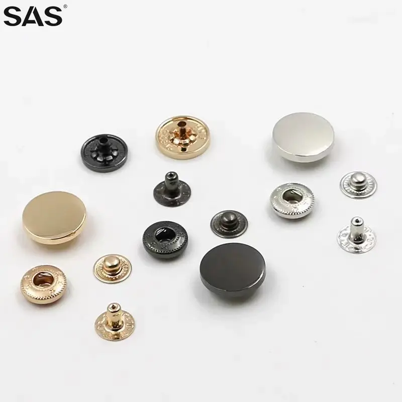 SAS Chất Lượng Tuyệt Vời 4 Bốn Phần Hình Tròn 8-21Mm Tùy Chỉnh Màu Kim Loại Snap Nút Cho Áo Khoác