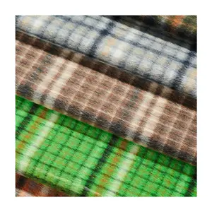 Check Plaid Double Sided 50 Wool 50 Others Blend Twill Tweed Woolen Weave Wool Fabric For Coat