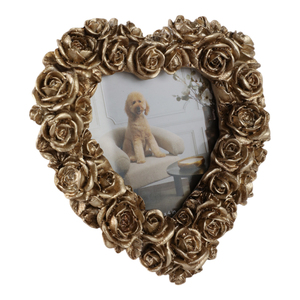Rosette Heart Shape Decorative Photo <b>Frame</b> 4x4 In Wall Tabletop Living Room Metal <b>Frame</b> - Product Image 2