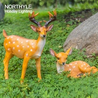 Statue de cerf en résine de fibre de verre 3D de grande taille, Sculpture de renne, éclairage de paysage, décoration de noël extérieure