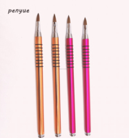 Pinceau à ongles 3D en acrylique 100% Kolinsky de haute qualité, usage professionnel, forme ovale plate de luxe, manche torsadé classique