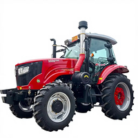 Tracteur agricole à roues 4x4 de 120 CV avec moteur diesel et charrue, matériel agricole robuste pour le labour, le désherbage et la récolte