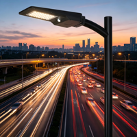 Lampadaire solaire LED 3000K/4000K/6000K tout-en-un, étanche IP65, détecteur de mouvement PIR, certifié CE, éclairage extérieur pour routes