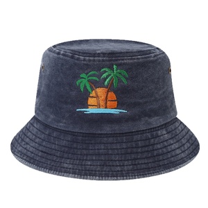 Nuovo Cappello da Sole Retrò con Ricamo 3D 100% Cotone Stile <span class=keywords><strong>Pescatore</strong></span> con Palma da Cocco Accessorio Sportivo Estivo per Protezione Solare - Product Image 5
