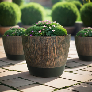 Phong Cách Mộc Mạc Nhựa Gỗ Whiskey Thùng Chậu 16-20 Inches Home & Vườn Chậu Hoa Bán Buôn - Product Image 5