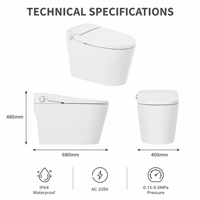 Bidet électrique intelligent à poser au sol avec télécommande, siège chauffant, options P-Trap et S-Trap