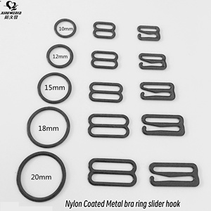 Accessori per Biancheria Intima, Anelli e Ganci per <span class=keywords><strong>Reggiseno</strong></span> in Metallo Rivestito in Nylon Nero di Alta Qualità Oeko - Product Image 4