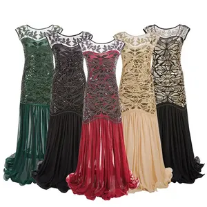 European Party Mermaid Sleeveless Sequin Gown Prom Dresses Party Evening Modest Prom Dress