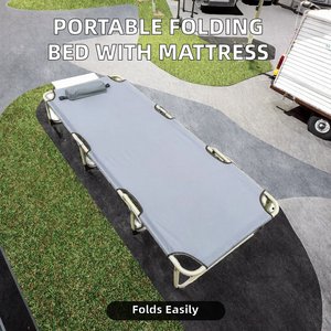 Mosle Modern Foldable Steel <b>Bed</b> with Mattress <b>Portable</b> for Hotel Kitchen Warehouse Villa Use - Product Image 3