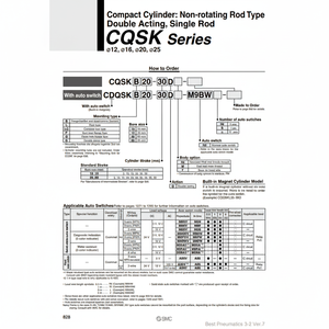 SMC Pneumatics Cylindre Compact CDQSKB25-5D Pièces Pneumatiques De Haute Qualité - Product Image 1