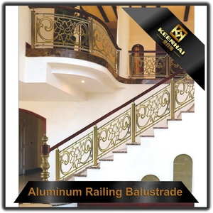 Barandillas de Escalera de Latón <span class=keywords><strong>Dorado</strong></span> de Lujo Keenhai para Interiores, Balaustradas de Hotel, Pasamanos para Terrazas Interiores de Aluminio y Acero, Villas - Product Image 4