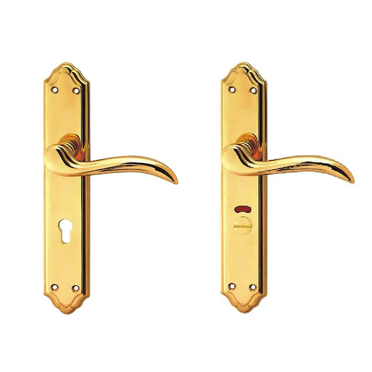 Fornitore cinese nuovo design hardware architettonico ottone spazzolato rame interno oro casa interna maniglia della porta leva con serratura