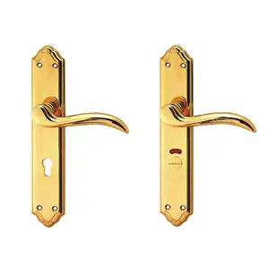 Chinese supplier new design architectural hardware brushed brass copper interior gold indoor house door handle lever with lock
