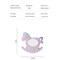 Cadre photo bébé LASODY en alliage de zinc, cheval à bascule, durable, écologique, léger, motif animal de dessin animé, cadeau de naissance, vente en gros