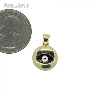 PM28496 Pendentif pièce œil turc émaillé plaqué or multicolore, breloque amulette, accessoire de bijouterie polyvalent pour bracelet et porte-clés - Product Image 5