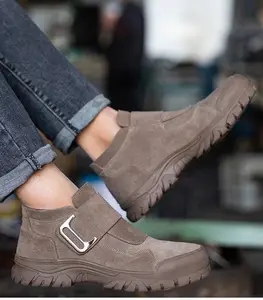 حذاء السلامة في العمل SAFENDER 2024 للرجال والنساء من جلد الغزال حذاء بأصايع معدنية خفيف الوزن