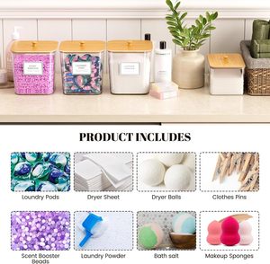 Large Organizer Clear <strong>Laundry</strong> Room Organization Detergent <strong>Powder</strong> <strong>Container</strong> <strong>Laundry</strong> Pods Storage <strong>Container</strong> with Bamboo Lid - Product Image 5