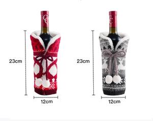 Fundas Navideñas Tejidas para Botellas de Vino, Bolsa para Botellas de Champán con Diseño de Santa Claus, Decoraciones Rojas para la Mesa de Navidad - Product Image 1
