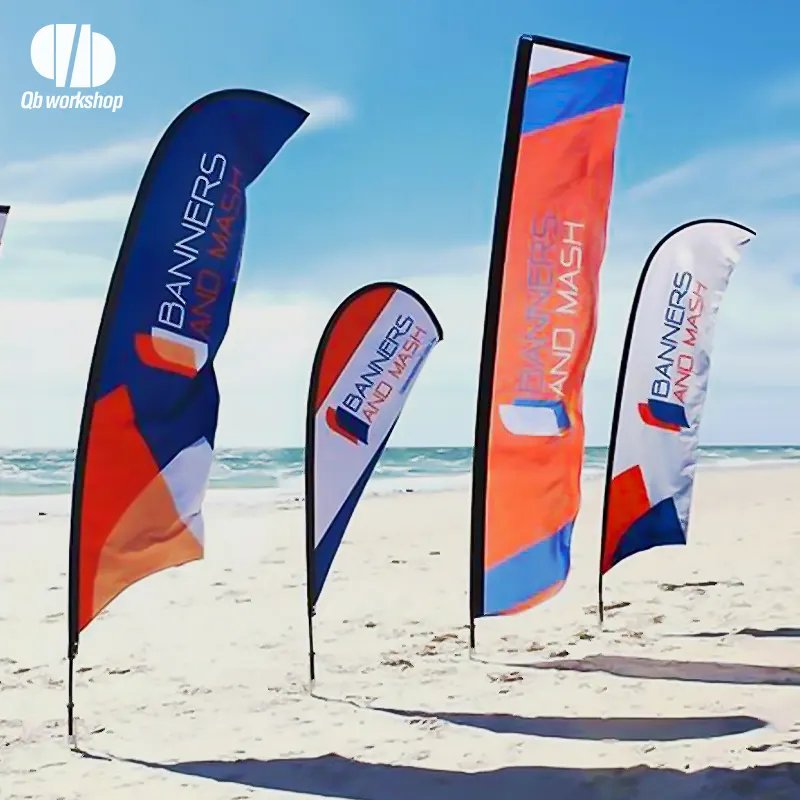 Durable Double Sided Outdoor Beach Flag Flying Feather Flag Banner Custom Printed Aluminum Stick Flag Banners