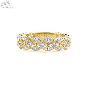 Anillo de Diamantes Tejidos de Diseño Exclusivo de Joyería Fina Vintage en Oferta, Anillo de Diamantes Naturales Reales de Oro Sólido de 18K para Regalos - Product Image 1