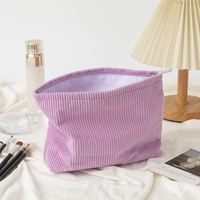 Pochette de maquillage en velours côtelé couleur bonbon, fermeture éclair, trousse de toilette de voyage, organiseur de maquillage, accessoires