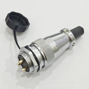 Connecteur circulaire à montage sur panneau, 2 à 19 broches, prise aviation mâle WS24TQ+ZM, alliage de zinc, plaqué chrome, cuivre plaqué or - Product Image 2