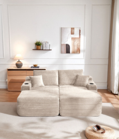 Canapé en boîte, ensemble de canapés modulaires en velours côtelé en forme de U, emballé sous vide, gain de place, expédition efficace, sectionnel