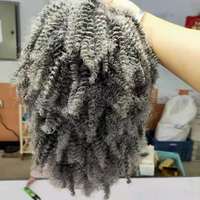 Perruques afro-américaines bouclées crépues grises mélangées, gris argenté naturel avec mèches poivre et sel, perruques argentées