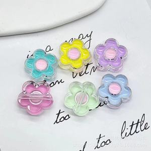 Cuentas de Acrílico Esmaltadas en Forma de Corazón y Flor con Orificio Recto, Cuentas Sueltas para Hacer Pulseras, Correas para Teléfono, Manualidades - Product Image 2
