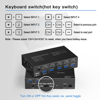 Commutateur KVM HDMI 8K 4 ports 4x1 |   Commutateur KVM HDMI 2.1 8K60Hz USB3.0 avec télécommande IR