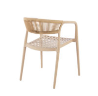 Chaise de salle à manger moderne en polypropylène de style rotin taupe avec accoudoirs