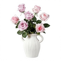Fleurs artificielles en mousse douce au toucher, roses en soie, Couronne du Prince Mei, décoration pour salon, table à manger, hôtel ; Bouquet de mariage