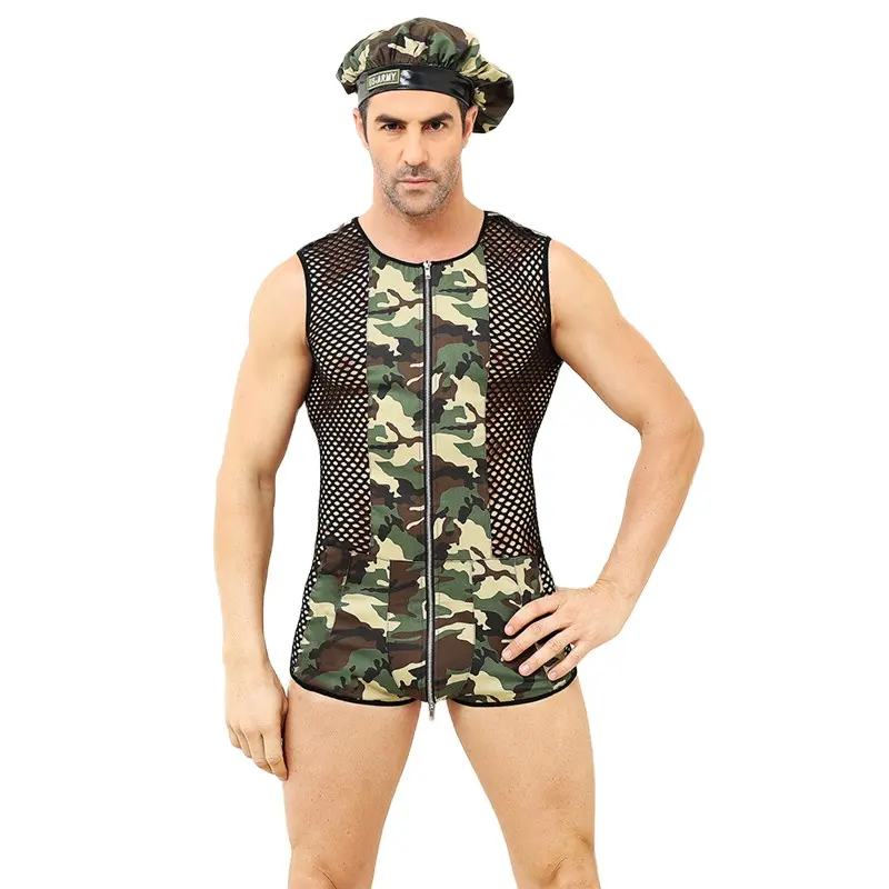 Männer Hot Sexy Camouflage Armee Cosplay Kostüme Erotik Polizist Outfit Halloween Kostüm Männer Performance Kostüm
