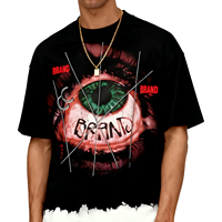 Camiseta Oversize Personalizada para Hombre, Estilo Vintage Lavado, 100% Algodón, con Borde Deshilachado y Gráficos, Marca Privada OEM