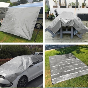 EEATUZTL PE-Plane <span class=keywords><strong>2x2m</strong></span>, strapazierfähiges Brokatgewebe, wasserdichte, einfache Plane mit Ösen, Silber, für Bekleidung, Fußball - Product Image 4