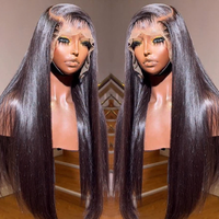 Perruques HD Lace en Cheveux Humains, Densité 200, Perruques Longues de 30 Pouces en Cheveux Humains, Perruques Lace Front Lisses, Perruque Brésilienne Naturelle Sans Colle