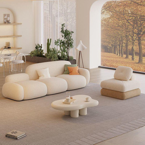 Juego de Sofás <span class=keywords><strong>Modulares</strong></span> Estilo Nube de Lana de Cordero, Sofá de 3 Plazas y Sillón para Apartamentos <span class=keywords><strong>Pequeños</strong></span>, Muebles para Sala de Estar - Product Image 2