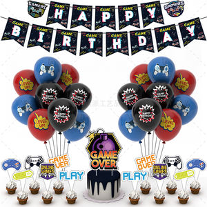 Bannière moderne <span class=keywords><strong>de</strong></span> style bleu personnalisée, ensemble <span class=keywords><strong>de</strong></span> ballons, <span class=keywords><strong>d</strong></span>écoration <span class=keywords><strong>de</strong></span> fête pour enfants avec dessin animé sur le thème du <span class=keywords><strong>jeu</strong></span>, vente en gros - Product Image 6