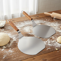 Pelle à pizza en acier inoxydable avec manche en bois, écologique, personnalisée, ronde, pour la cuisson au four, outil de pâtisserie