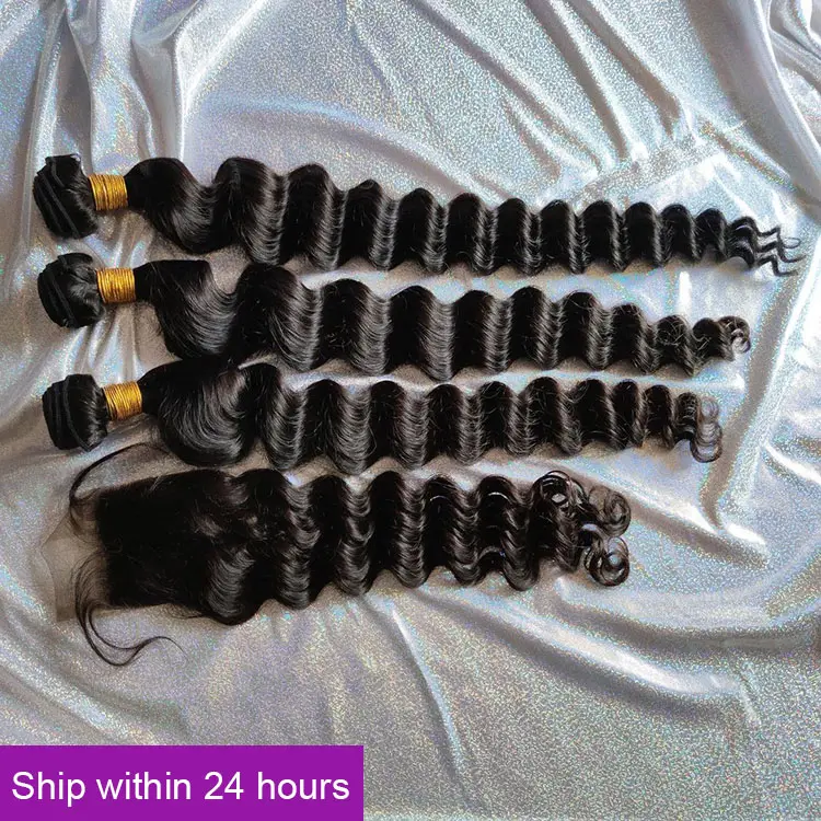 Paquets de cheveux humains vierges péruviens avec fermeture, 100% cheveux vierges bruts, tissage en paquet indien malaisien, qualité 10A