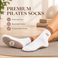 Chaussettes de yoga antidérapantes personnalisées pour femmes, en coton, avec semelle en silicone, séchage rapide, respirantes, pour Pilates, barre, fitness en salle, chaussettes à grip