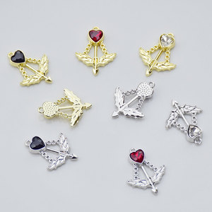 Pendentif en forme de flèche de Cupidon, breloques en alliage de zinc, serti de pierres, pour la fabrication de bijoux DIY, accessoire cadeau unisexe GJ333 - Product Image 3