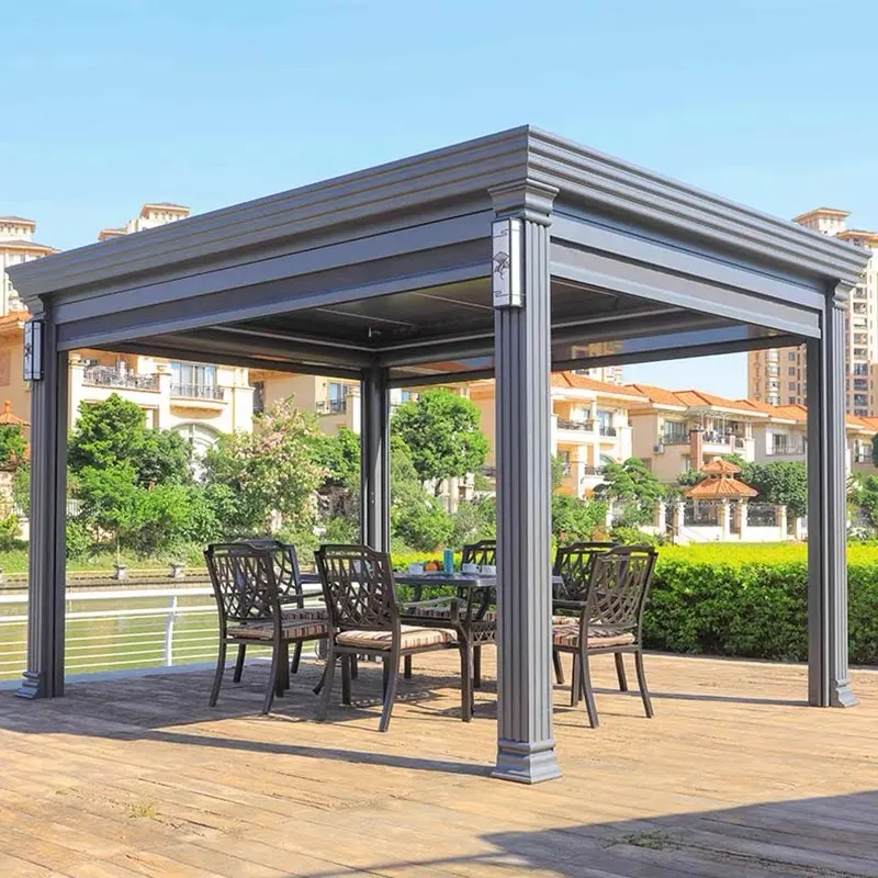 Jardim Free Standing impermeável motorizado Aluminio Louver Pavilion Gazebo Pérgola personalizada à prova de ultravioleta