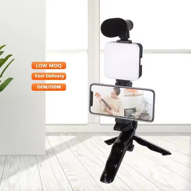 Video Making Kit EF 49 Vlogging Kit With G-rip Rig Microphone LED Light and Wireless Remote Youtube Vlog Kit Phone Holder