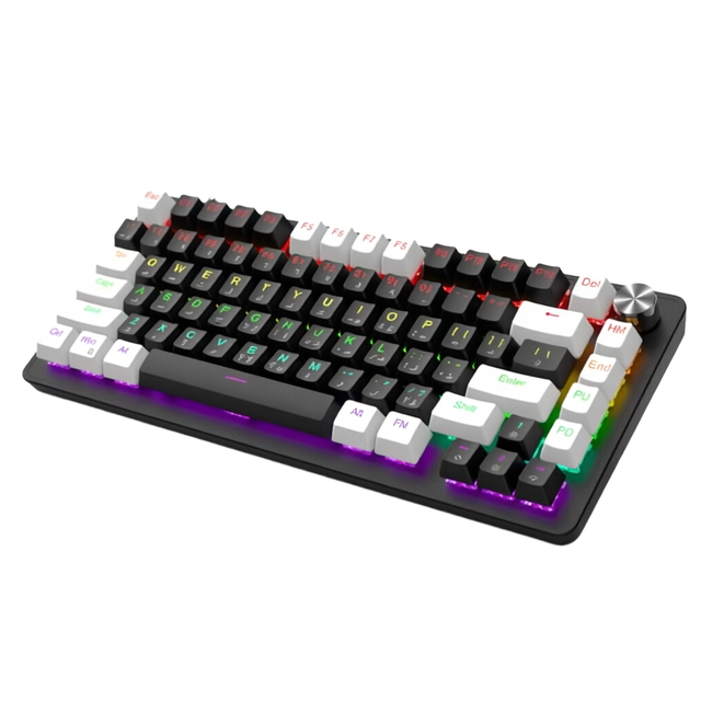 RGB Wired Gaming Keyboard and Mouse Combo, Colorful Mini Mechanical Membrane Keyboard in Black and White for Computers