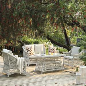 Conjunto de Muebles de Jardín Impermeables con Mesa de Comedor de Altura Ajustable, Sillón Grande de Mimbre, Sofá de Ratán para Exteriores - Product Image 4